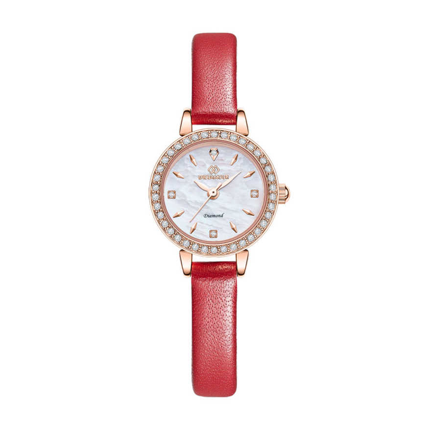 디유아모르 여성 가죽밴드시계 DAW3101L-RD 다이아몬드 시계