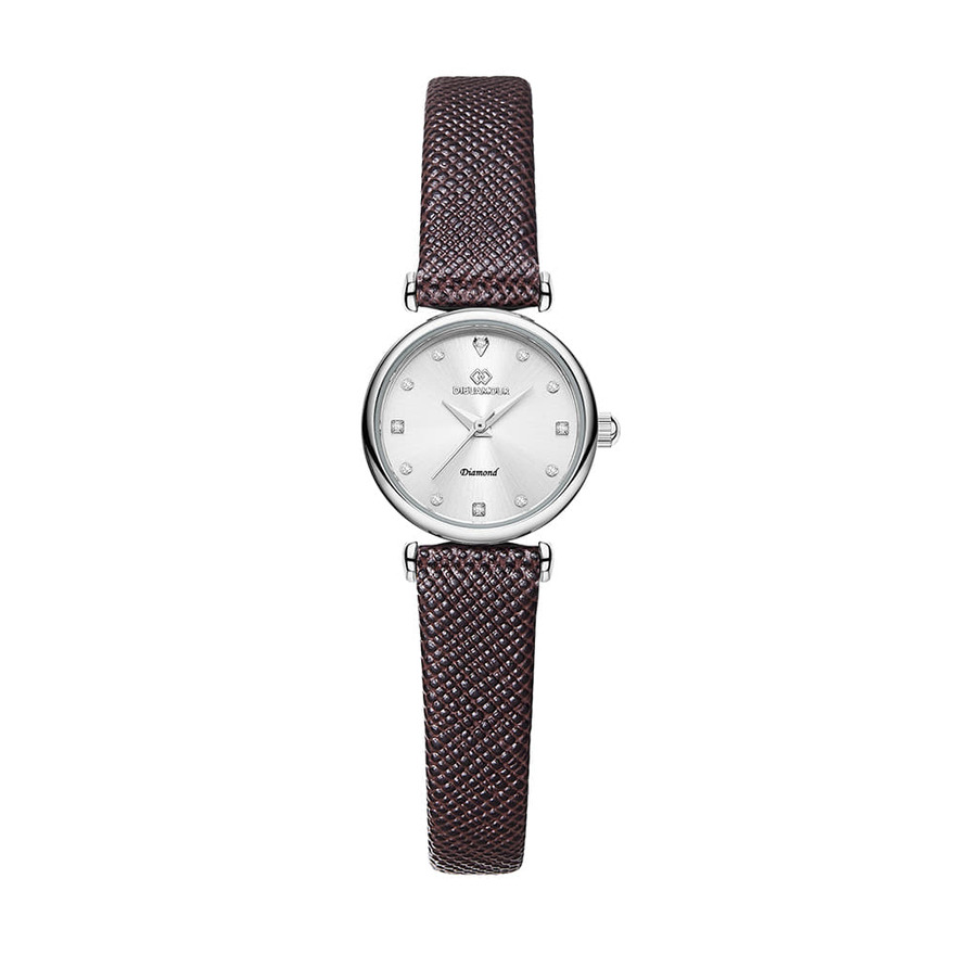 디유아모르 여성 가죽밴드시계 DAW3202L-D.BR 다이아몬드 시계