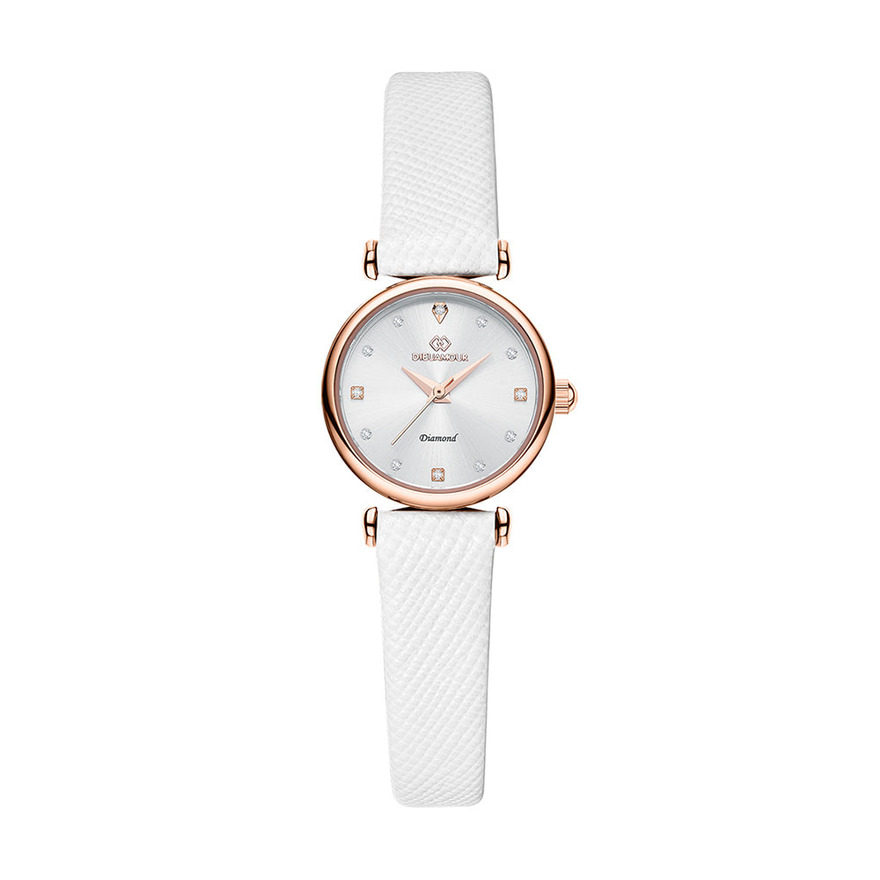 디유아모르 여성 가죽밴드시계 DAW3202L-WH 다이아몬드 시계