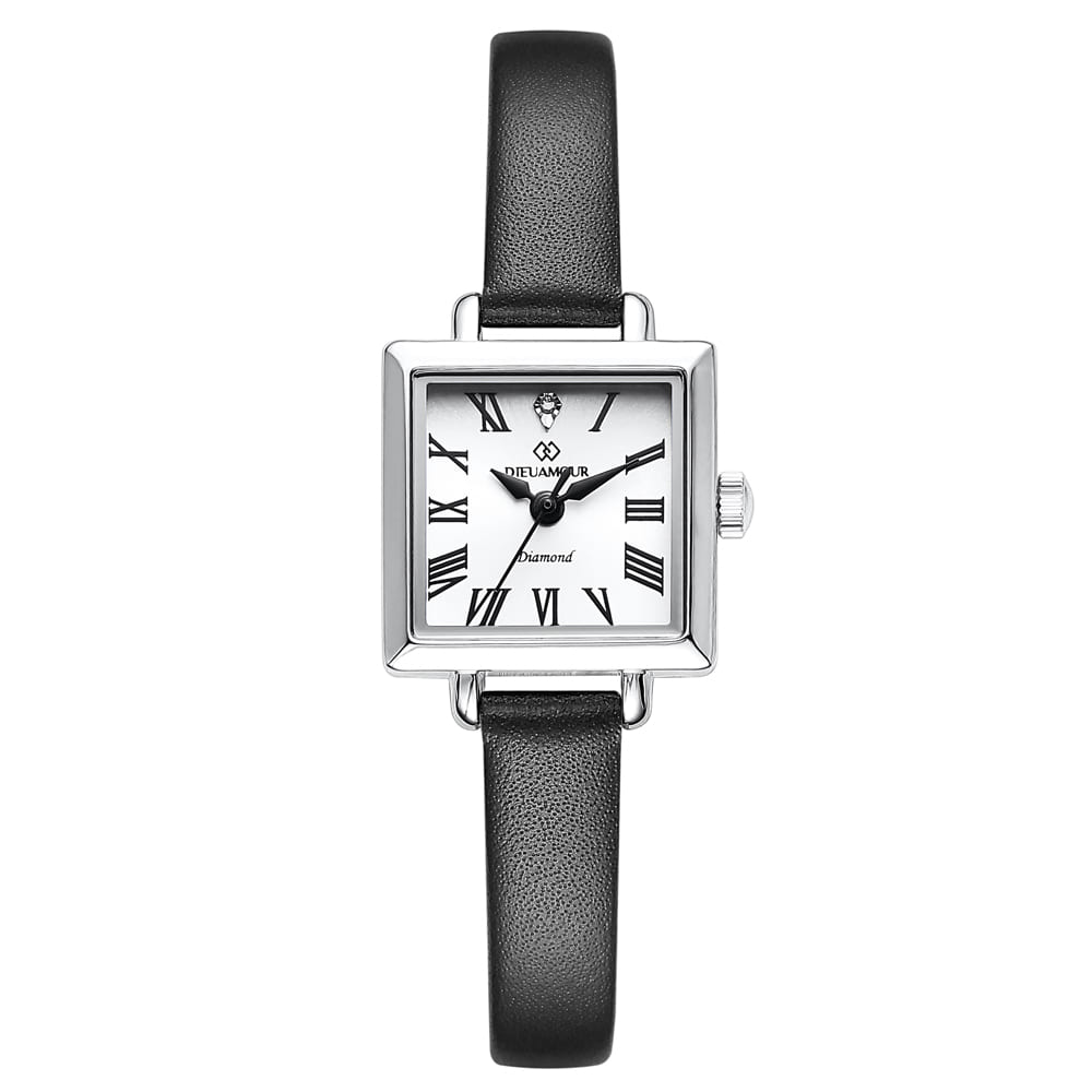 디유아모르 여성 가죽밴드시계 DAW6102L-BK 다이아몬드 시계