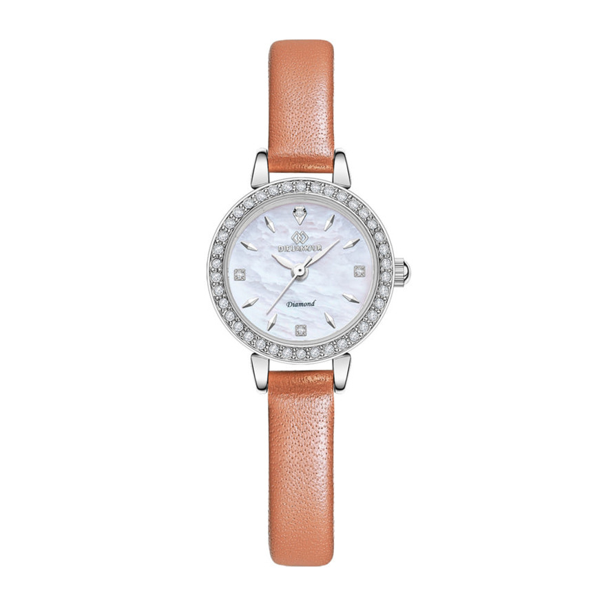 디유아모르 여성 가죽밴드시계 DAW3101L-L.BR 다이아몬드 시계