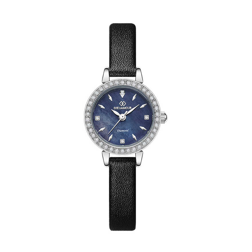 디유아모르 여성 가죽밴드시계 DAW3101L-BK 다이아몬드 시계