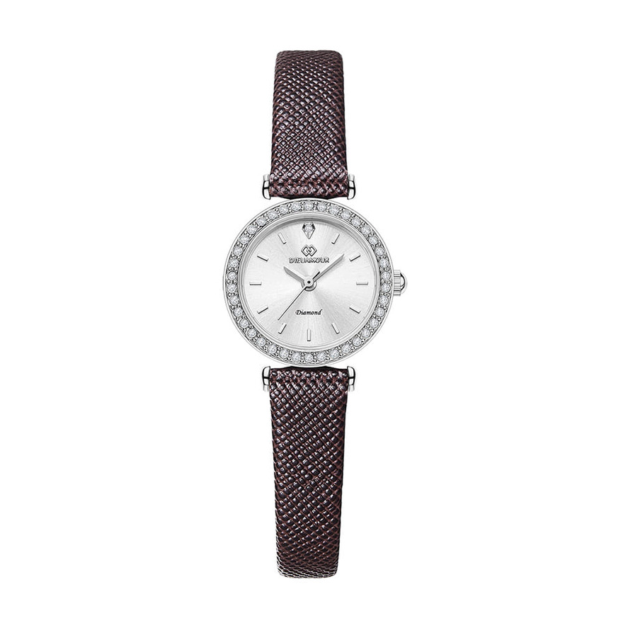 디유아모르 여성 가죽밴드시계 DAW3201L-D.BR 다이아몬드 시계